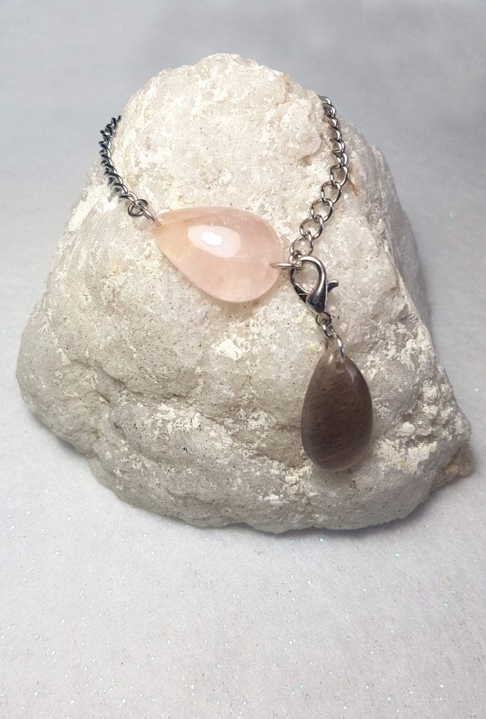 Bracelet en quartz rose et pierre du soleil