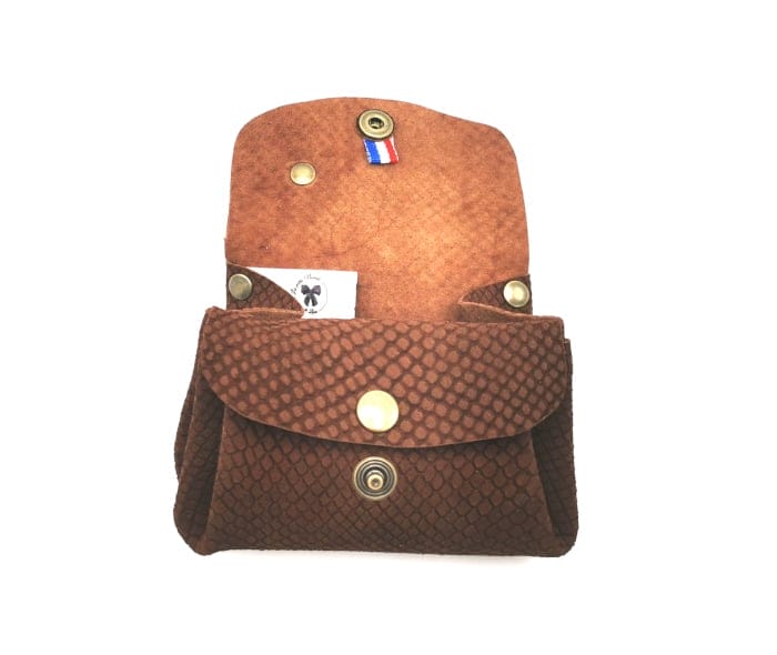 Porte monnaie en cuir upcyclé croco