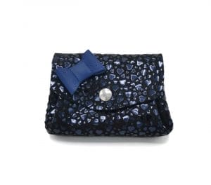 porte monnaie cuir femme bleu & noir coeur