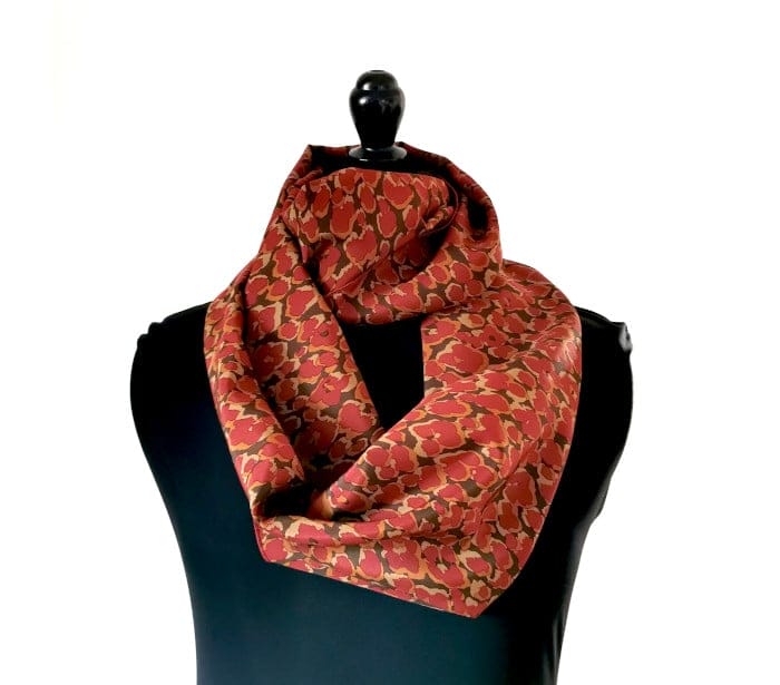 Echarpe ronde Miss sarah fleurs d'automne - ERMSP027 2 Echarpe snood en soie upcyclée fleur d'automne