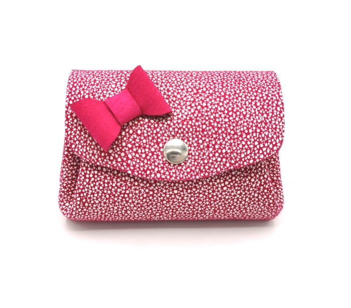 la petite Alice abstrait rose 1 porte monnaie cuir upcyclé rose