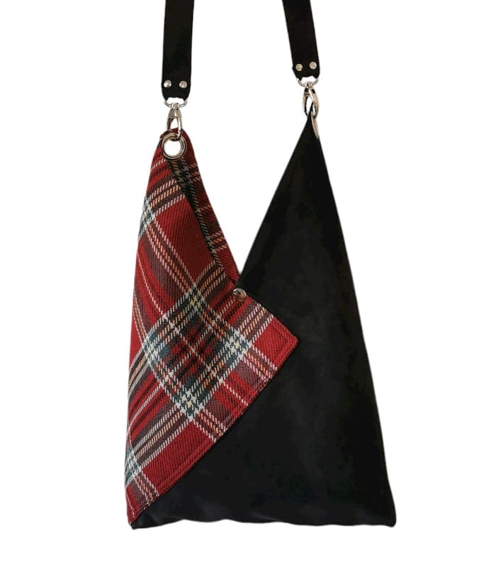 sac origami tartan rouge-gris 3 sac cabas Tartan et cuir origami