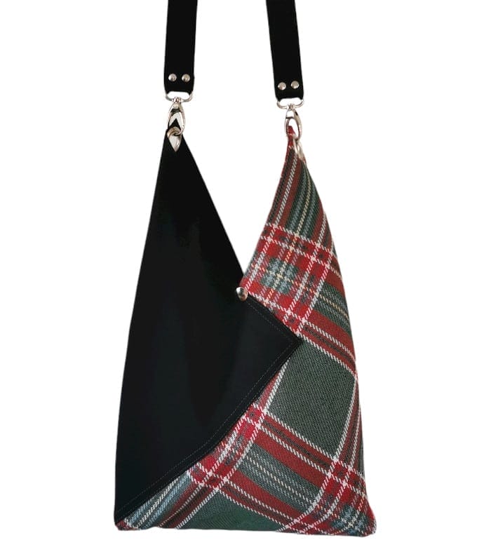 sac origami tartan vert-noir 2 sac cabas Tartan et cuir origami