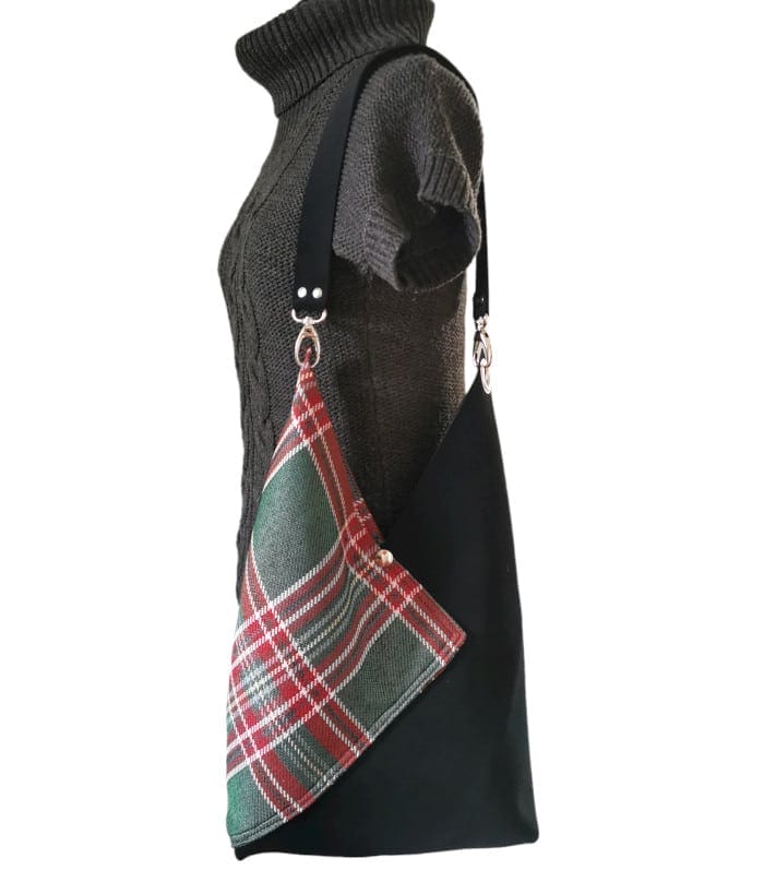sac origami tartan vert-noir 3 sac cabas Tartan et cuir origami
