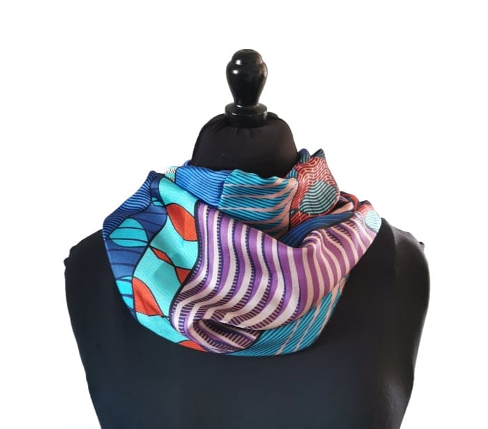snood en soie upcyclée motif wax