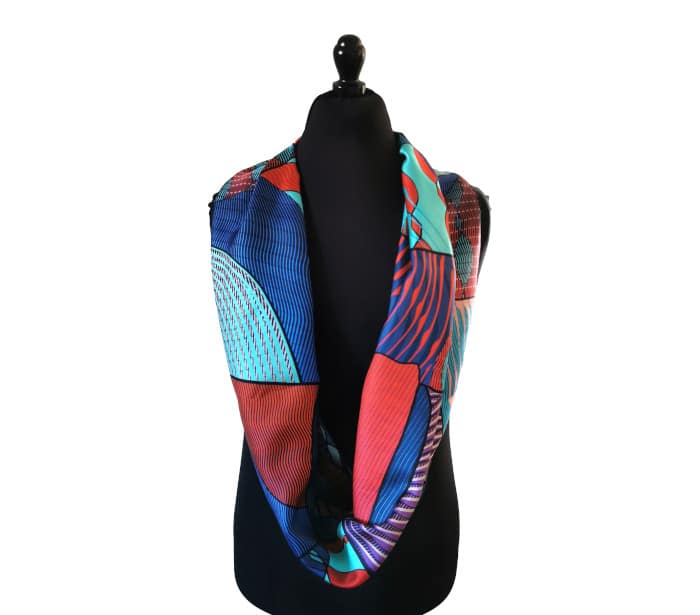 snood en soie upcyclée motif wax