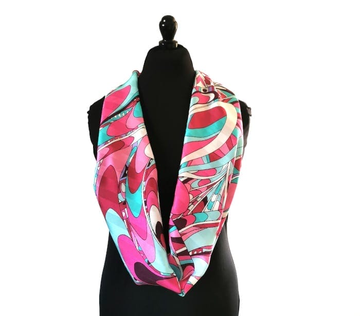 Echarpe Miss Sarah ALBA ERMSHC-085 3 foulard en soie upcyclée abstrait rose