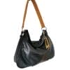 sac hobo cuir croco noir moutarde