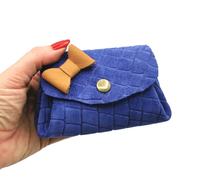 Porte monnaie petite Alice croco bleu - sweet fauve 6 porte monnaie cuir upcyclé motif croco