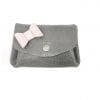 porte monnaie cuir upcyclé gris perlé-rose poudré