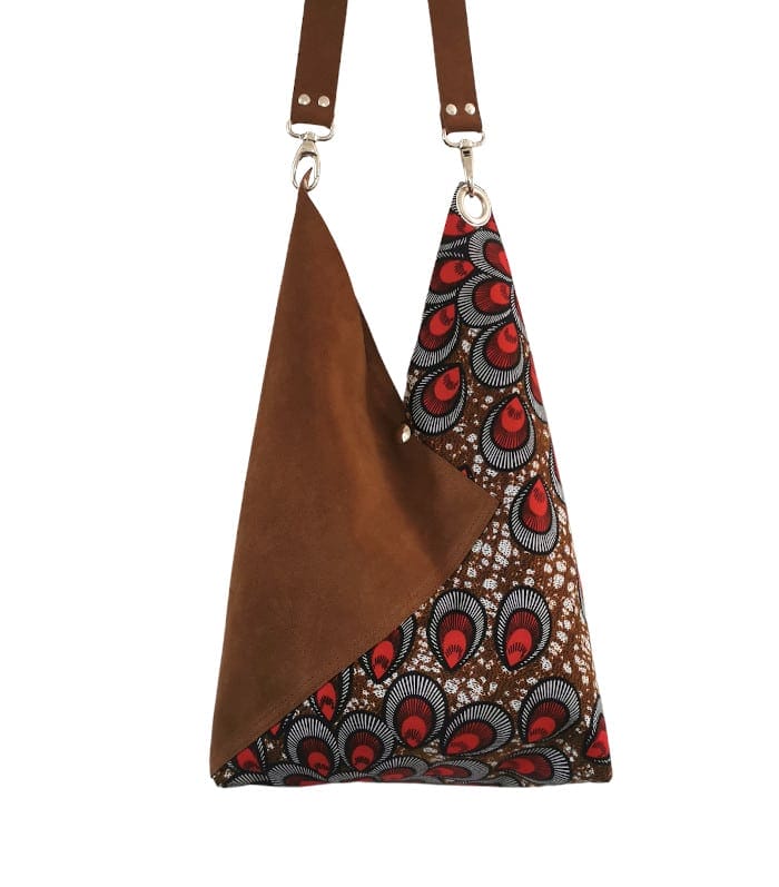 sac origami WAX paon-cafe 2 sac cabas wax et cuir origami