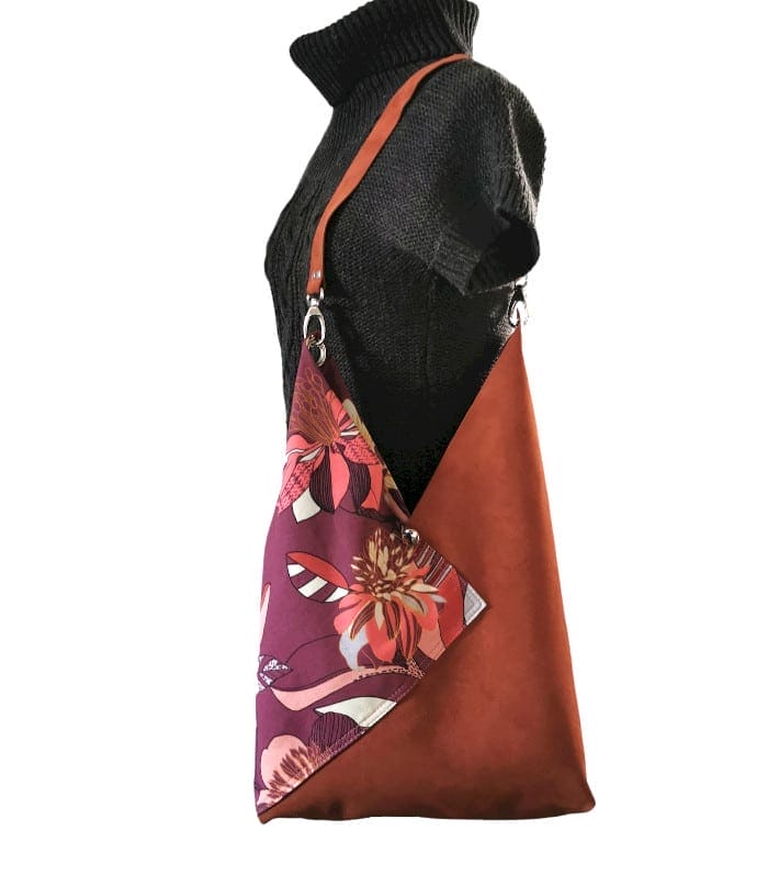 sac origami toile Rose de porcelaine-brique 1 sac cabas Toile et cuir origami