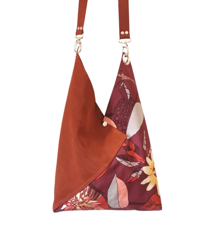 sac origami toile Rose de porcelaine-brique 2 sac cabas Toile et cuir origami