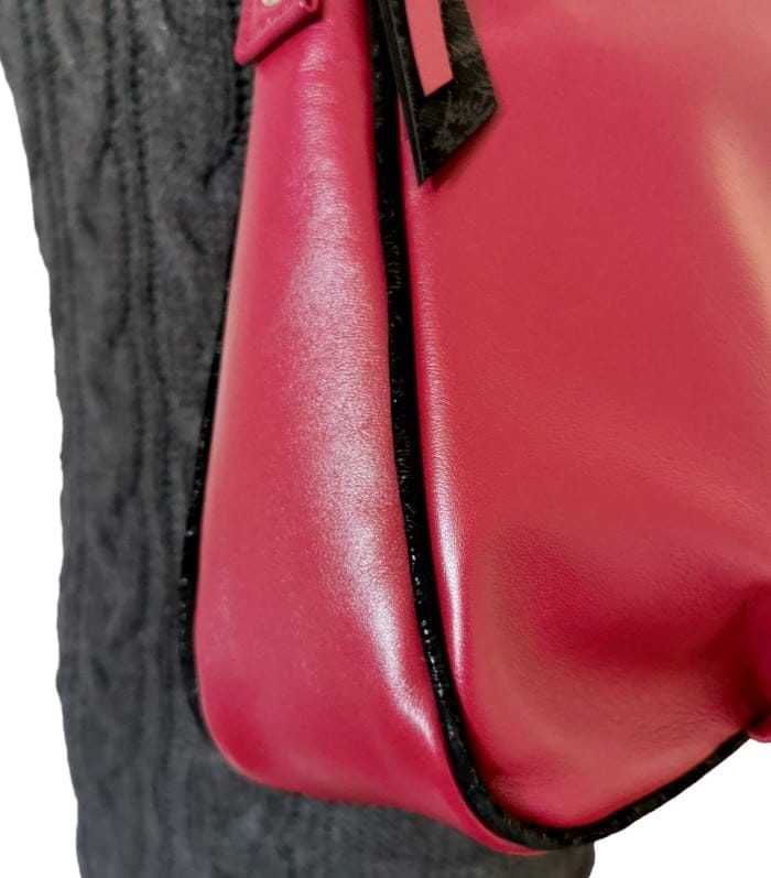 Mlle enjouée agneau bordeaux-noir 12 sac hobo cuir bordeaux & noir