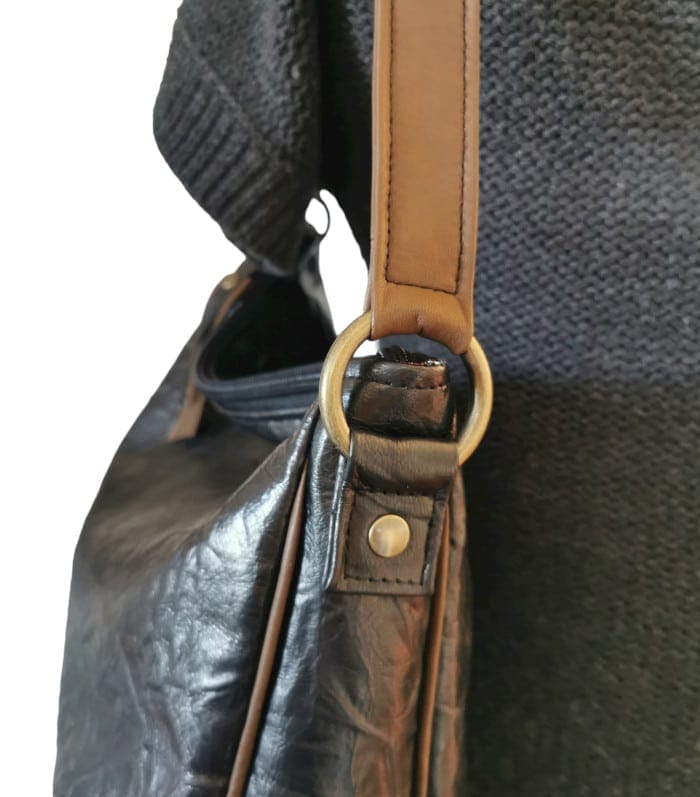 Sac Mlle Enjouée chevre froissé noir SME-003 9 Sac hobo cuir froissé noir