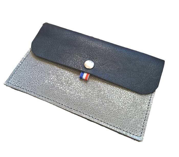 Pochette Gaston gris-bleu 2 Pochette en cuir pour papiers d'identité