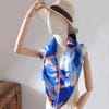 071 foulard soie ERMSHC santorin - 2 foulard en soie bleu santorin