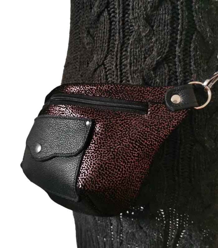 Sac banane Mlle Espiègle SBME-001 leopard violet-noir 4 sac banane cuir