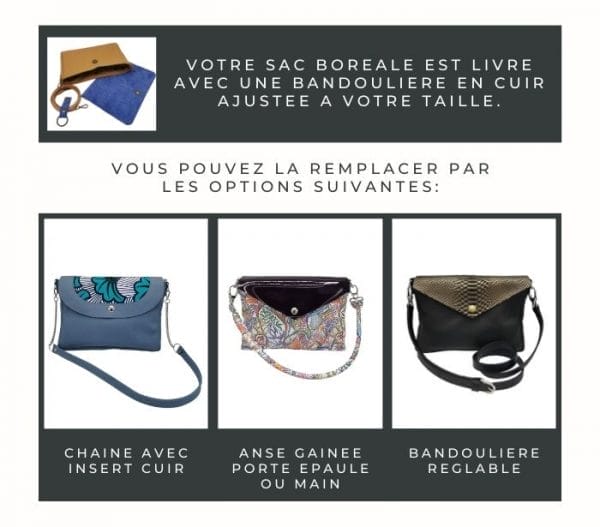 sac en cuir à rabats interchangeables