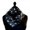 Echarpe Miss Sarah Erable bleu ERMSP-092 bleu 1 snood en soie bleu motif feuille d'erable