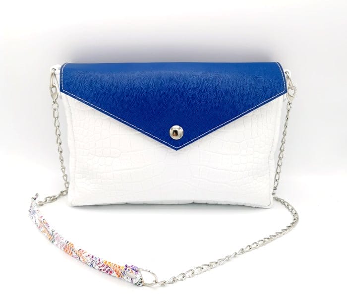 boreale medium cerf croco blanc - rabat bleu electrique Corps de sac cuir à rabat interchangeable