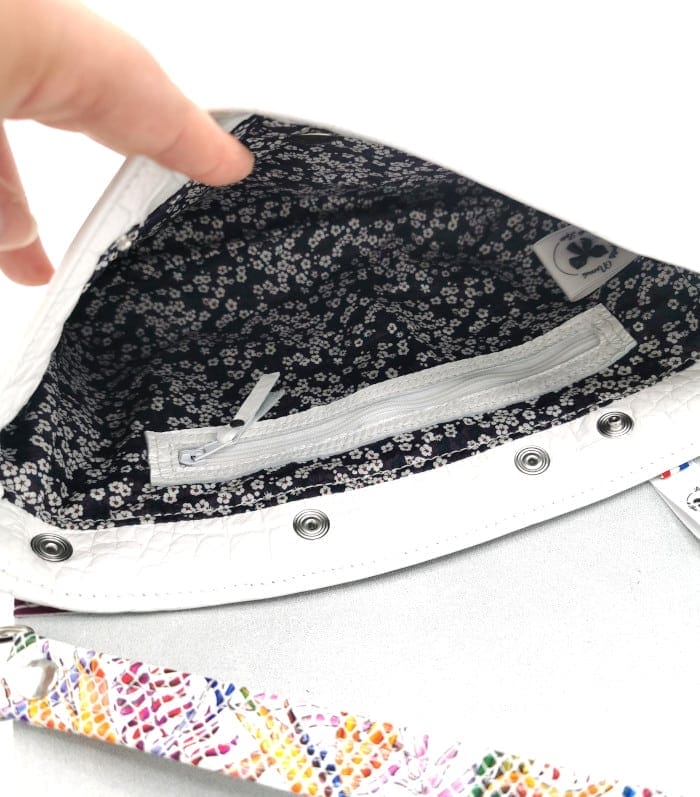 boreale medium croco blanc 007 sac cuir blanc à rabat interchangeable