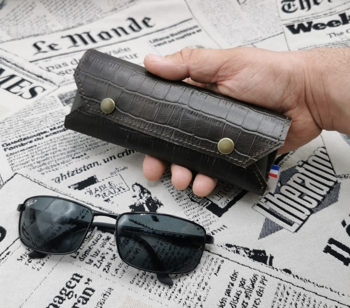 Etui lunettes Ernest crco-kaki 3 étui à lunettes homme en cuir