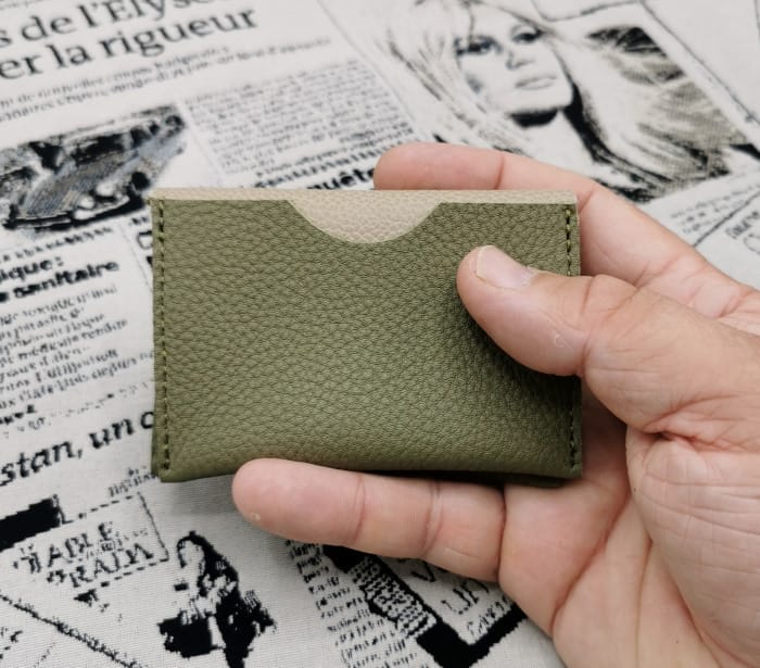 Porte cartes Hannah homme - kaki clair-beige 3 Porte cartes homme en cuir