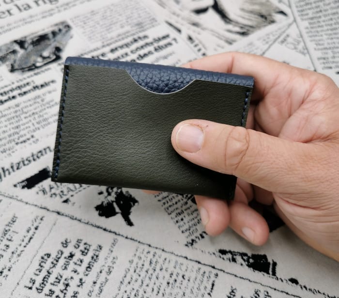 Porte cartes Hannah homme - kaki foncé-blau marine 3 Porte cartes homme en cuir