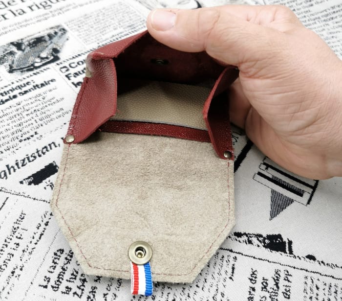 Porte monnaie Basile beige-bordeaux 5 porte monnaie homme en cuir Basile