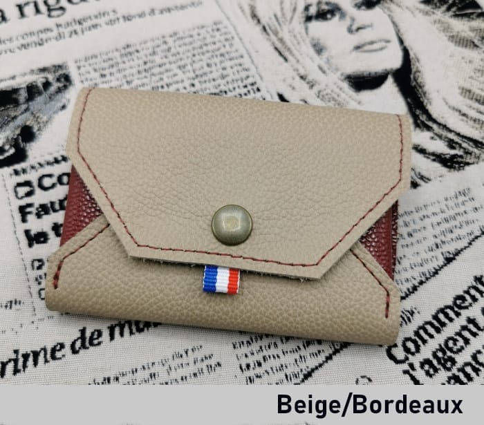 Porte monnaie Basile beige-bordeaux 6 porte monnaie homme en cuir Basile