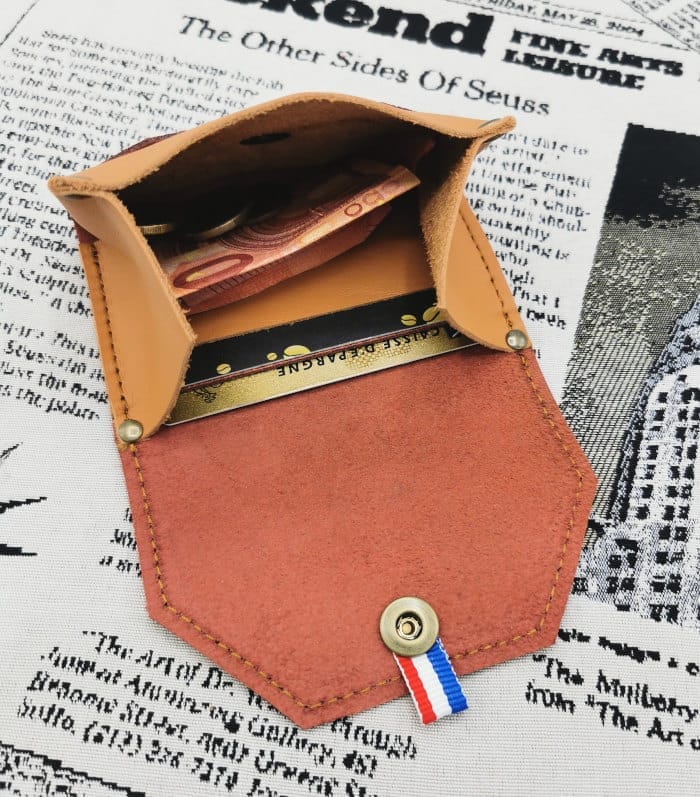Porte monnaie Basile rouille-caramel 3 porte monnaie homme en cuir fabrication française