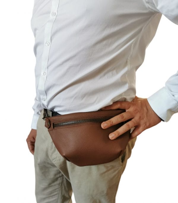 sac banane en cuir homme