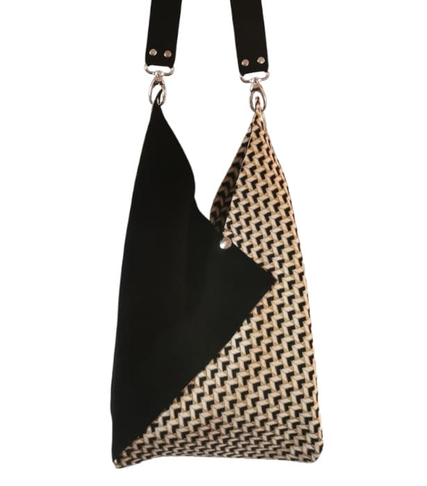 sac origami jacquard chevrons noir et or 2 sac cabas cuir et jacquard or et noir