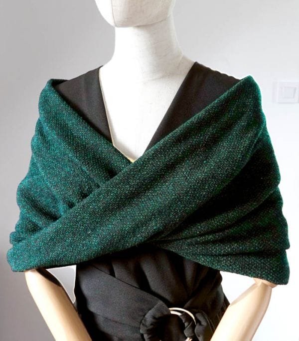 etole cérémonie mariage chauffe épaules maille verte
