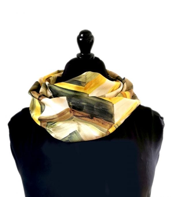 Echarpe Miss Sarah vision graphique ERMSHC-101 1 foulard en soie vert aquarelle made in France