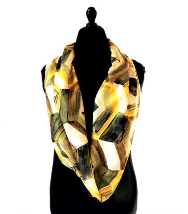 Echarpe Miss Sarah vision graphique ERMSHC-101 3 foulard en soie vert aquarelle made in France